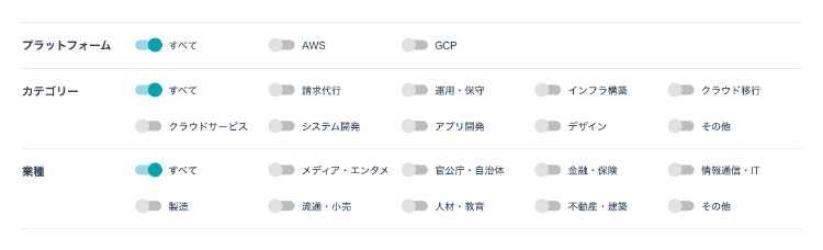 導入事例一覧の絞り込み部分